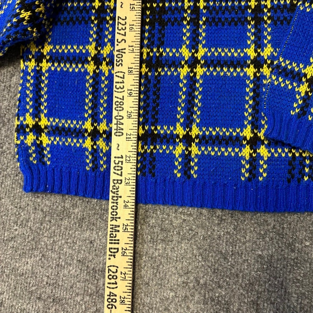 Miss Selfridge Sweater Womens Size M Blue Yellow Plaid Knit Crewneck Long Sleeve - Picture 3 of 6